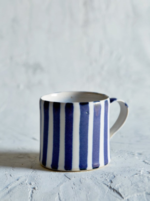 Striped Coffee Cup - Even Blue, Even White