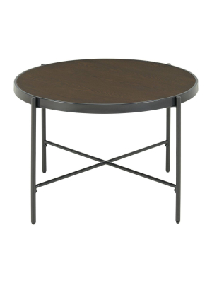 Carlo Round Coffee Table With Wooden Top Brown - Picket House Furnishings