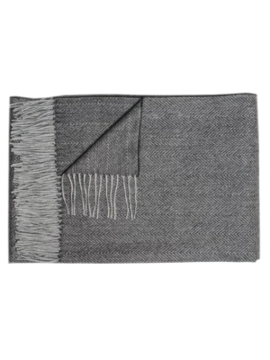 Linen Way - Montreal Baby Alpaca Throw - Charcoal Herringbone