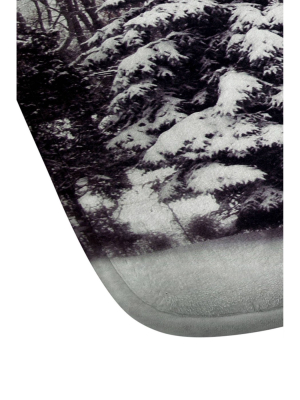 24"x36" Snow And Pines Bath Mat Black/gray - Deny Designs