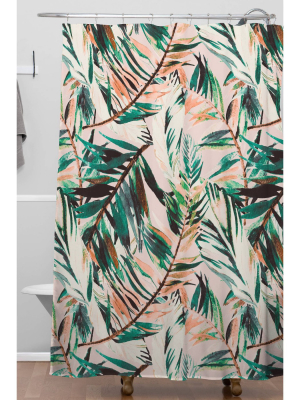 Marta Barragan Camarasa Tropical Leaf Desert Shower Curtain Green - Deny Designs