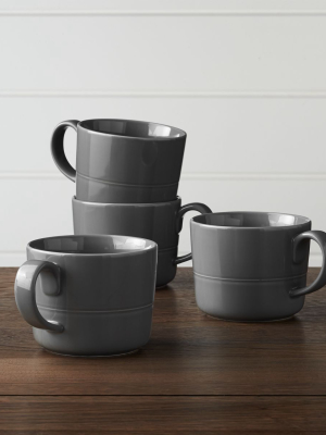 Hue Dark Grey Mugs,set Of 4