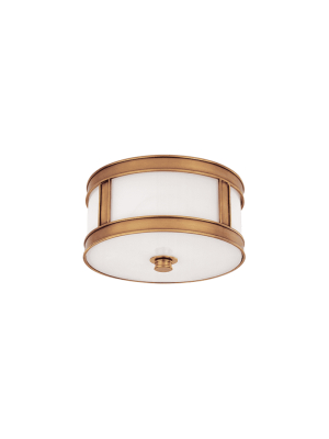 Patterson 1 Light Flush Mount Aged Brass