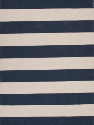 Tierra Handmade Stripe Navy & White Area Rug