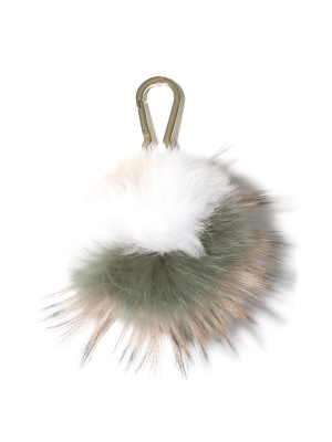 Fox Pompom Keychain In Roc/bouton De Rose/white