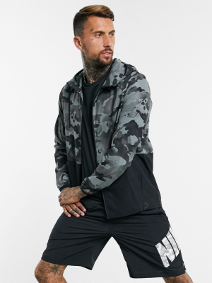 Nike Training Flex Zip-thru Jacket In Gray Camo