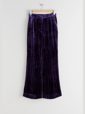 Crushed Velvet Kick Flare Trousers