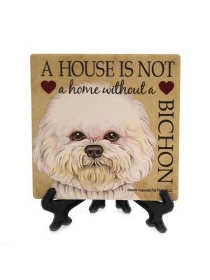 Animal 4.0" Bichon - House Stone Coaster Easel Sjt Enterprises - Coasters