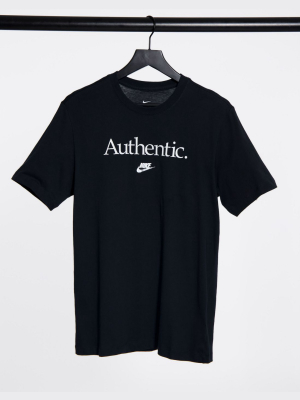 Nike Authentic Branding T-shirt In Black