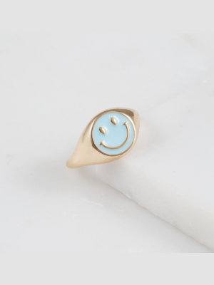 All Smiles Happy Face Ring, Blue