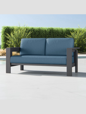 Walker Metal Loveseat With Sapphire Sunbrella ® Cushions