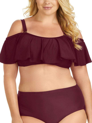 Raisins Curve Tortuga Flounce Top In Maroon Y840027-mar