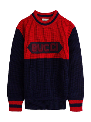 Gucci Kids Logo Patch Knitted Sweater