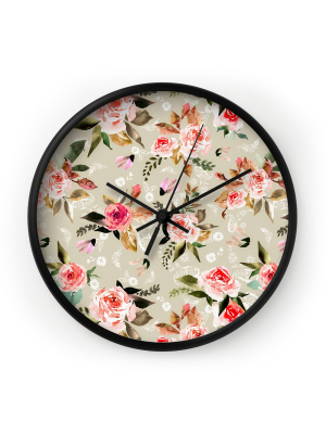 Marta Barragan Camarasa Flowery Meadow Bouquets Wall Clock - Deny Designs