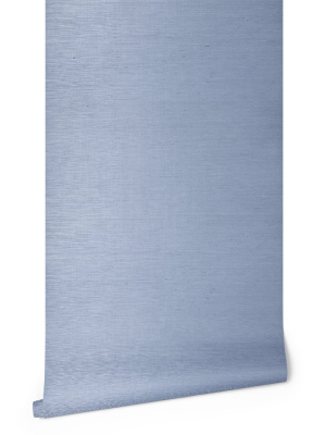 Grasscloth Wallpaper In Dusty Blue