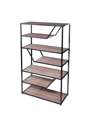 68" Netwey Modern Farmhouse Etagere Black/oak - Aiden Lane