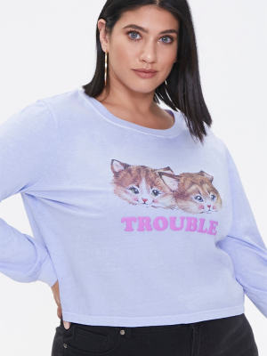 Plus Size Trouble Long-sleeve Tee