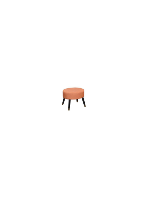 Mid Century Ottoman Stool Coral Faux Linen - Breighton Home