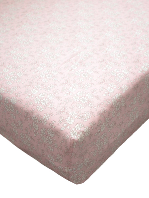 Fitted Sheet Made With Liberty Fabric Capel Pink