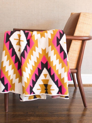 Happy Habitat Adana Throw - Fuchsia & Gold