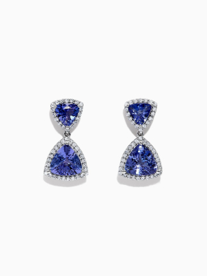 Effy Tanzanite Royale 14k White Gold Tanzanite & Diamond Earrings, 3.97 Tcw