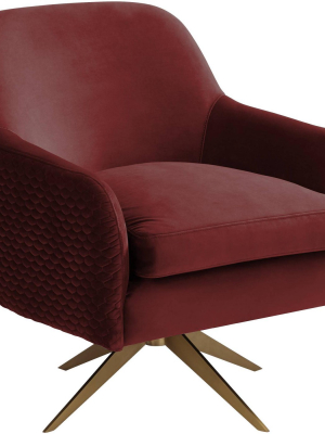 Studio 55d Ames Quilted Wine Velvet Swivel Chair