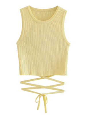 'avery' Ribbed Cropped Top With Ties