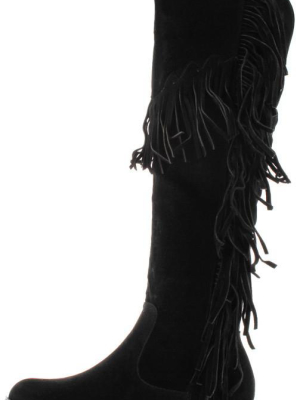 Brandibk1 Black Fringe Knee High Boot