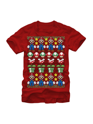 Men's Nintendo Ugly Christmas Mario T-shirt