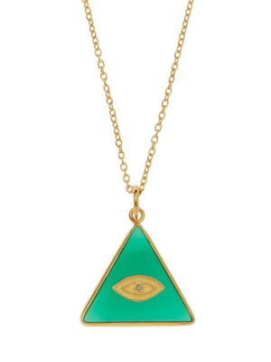 All Seeing Triangle Eye Necklace With Green Onyx