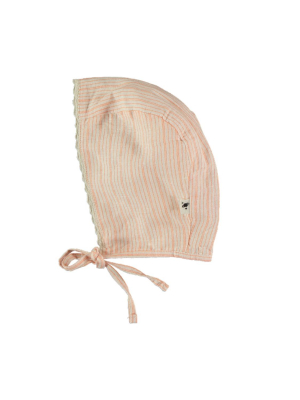 Linen Cotton Striped Baby Bonnet