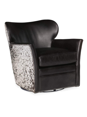 Kato Leather Swivel Chair, Salt And Pepper