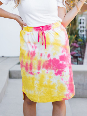 Tie Dye Weekend Skirt - Yellow/pink