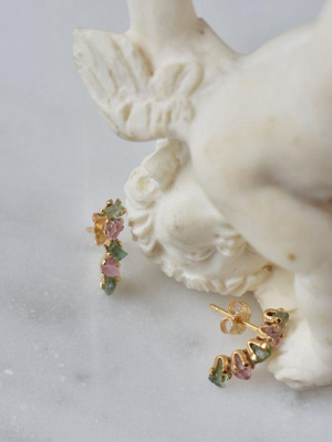 Rainbow Tourmaline Studs