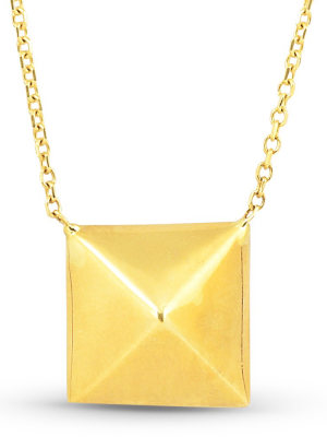 Pompeii3 Solid 14k Yellow Gold Pyramid Pendant Womens Fashion Necklace 18" With Jumper