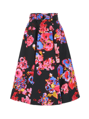 Msgm Floral Print Midi Skirt