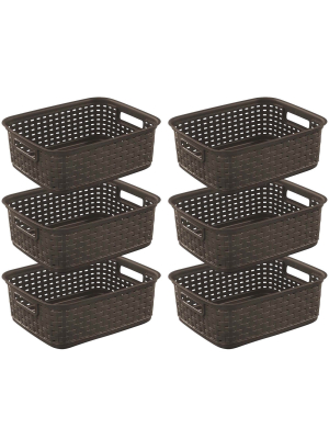 Sterilite Decorative Wicker-style Short Weave Basket, Espresso 12726p06 (6 Pack)