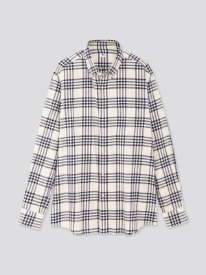 Men Flannel Checked Long-sleeve Shirt