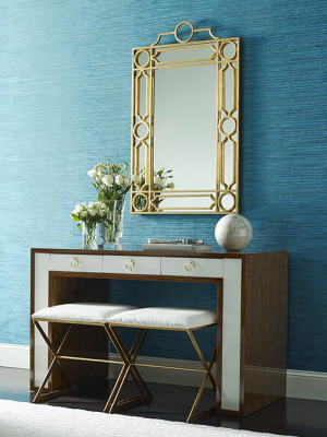 Dazzling Horizontal Stripe Wallpaper In Metallic Peacock Blue By York Wallcoverings