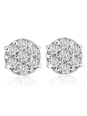 Pompeii3 1/4cttw Diamond Cluster Womens Studs In 10k White Gold