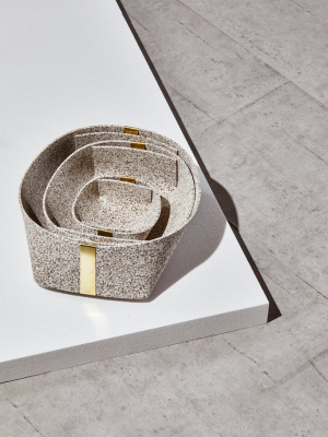 Recycled Rubber + Brass Basket Set - Sand