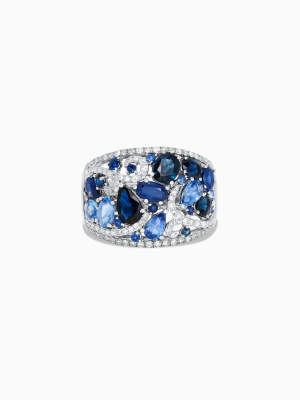 Effy Gemma 14k White Gold Blue Sapphire And Diamond Ring, 4.01 Tcw