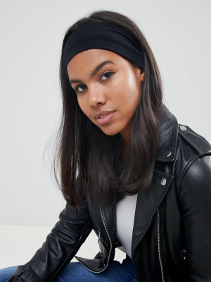 Asos Design Wide Jersey Headband In Black