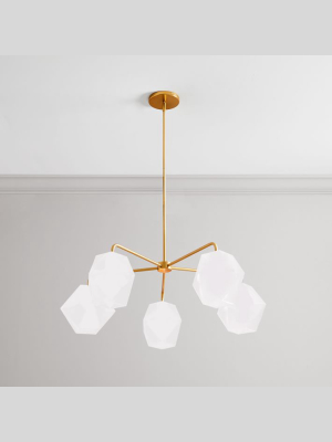 Sculptural Glass Faceted Chandelier - Milk