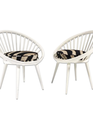 Circle Chairs In Zebra Hide, Pair