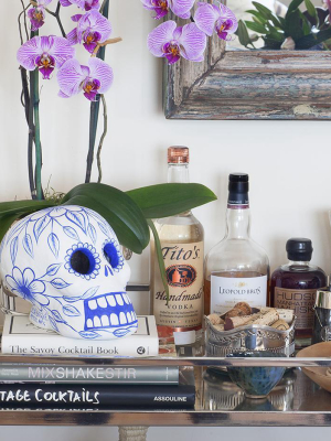 Cobalt Day Of The Dead Skull - Art Object