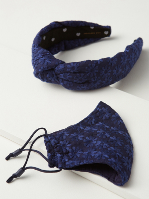 Lele Sadoughi Headband + Ear Loop Reusable Face Mask Set