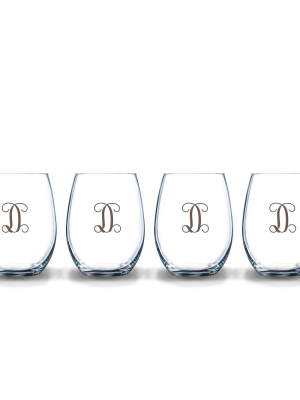 Stemless Etched Glass Wine Tumblers
