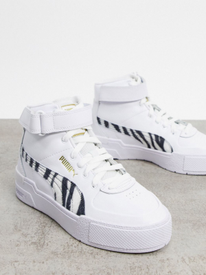 Puma Cali Sport Hi-top Sneakers In Zebra White - Exclusive To Asos