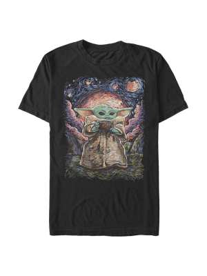 Men's Star Wars The Mandalorian Baby Yoda Starry Night T-shirt